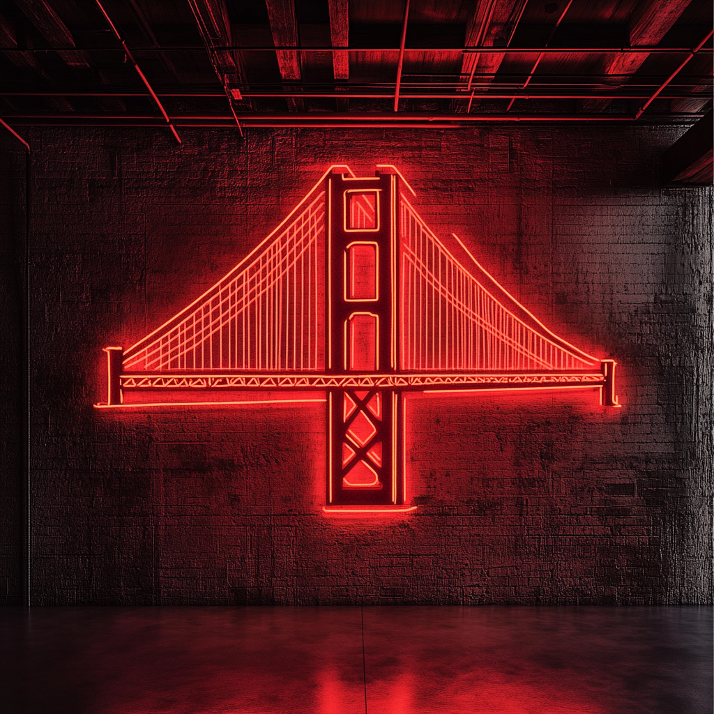 Goldengate Bridge - Red Neon Sign, 18 Inches