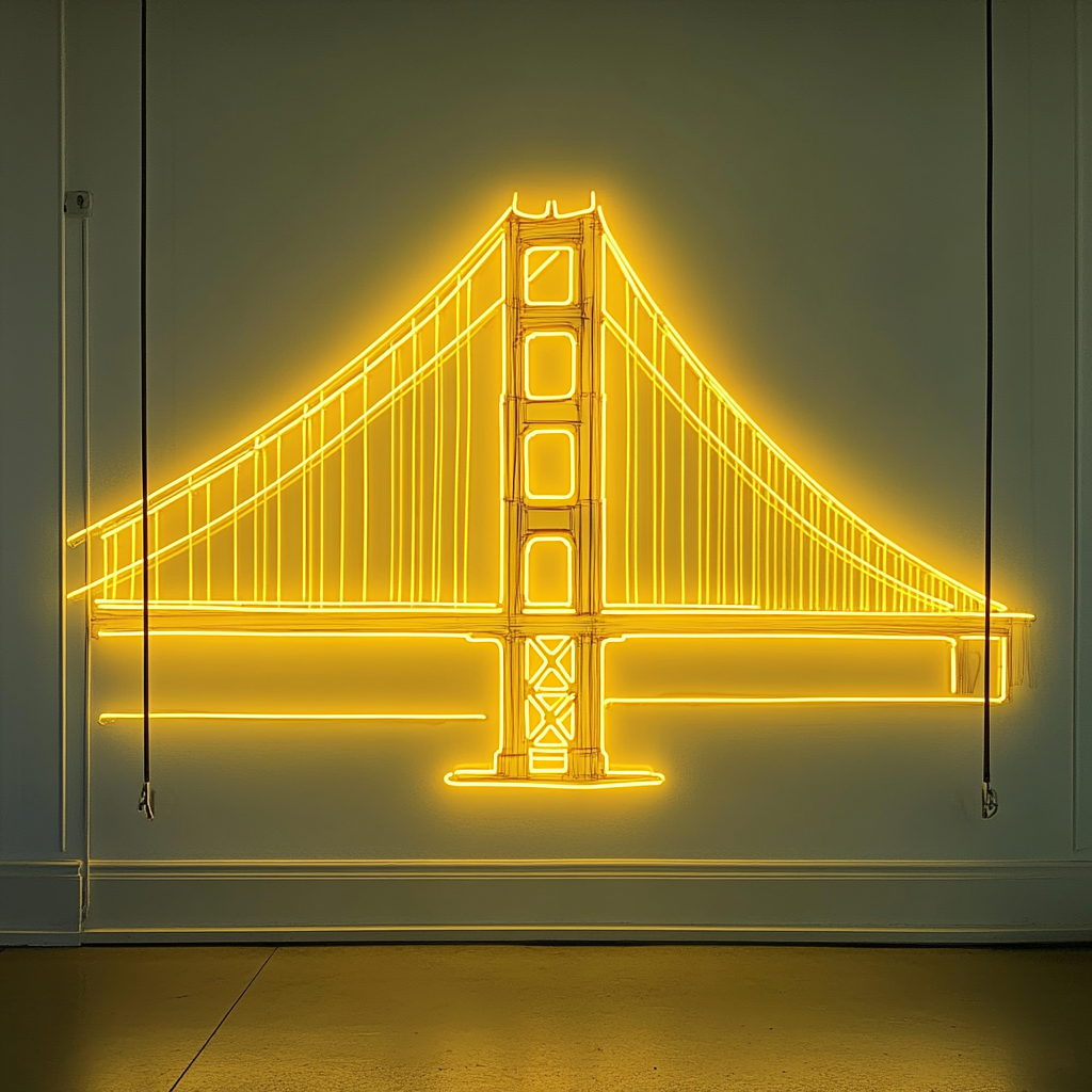 Goldengate Bridge - Yellow Neon Sign, 24 Inches