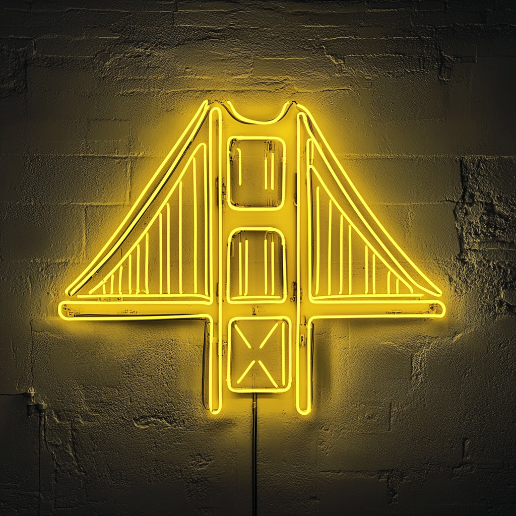 Goldengate Bridge - Yellow Neon Sign, 18 Inches