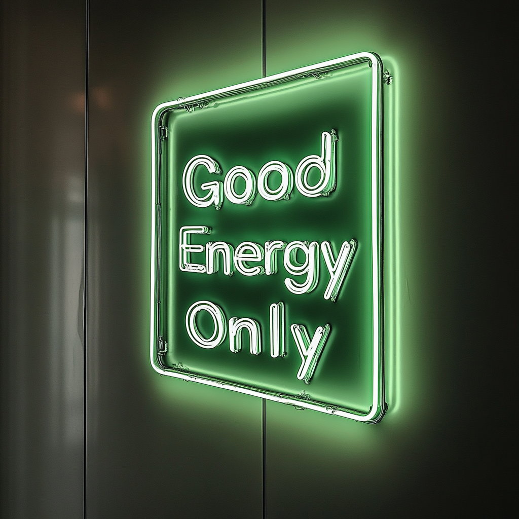 Good Energy Only - Green Neon Sign, 18 Inches