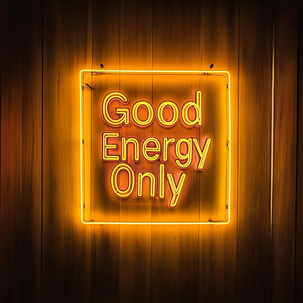 Good Energy Only - Yellow Neon Sign, 18 Inches