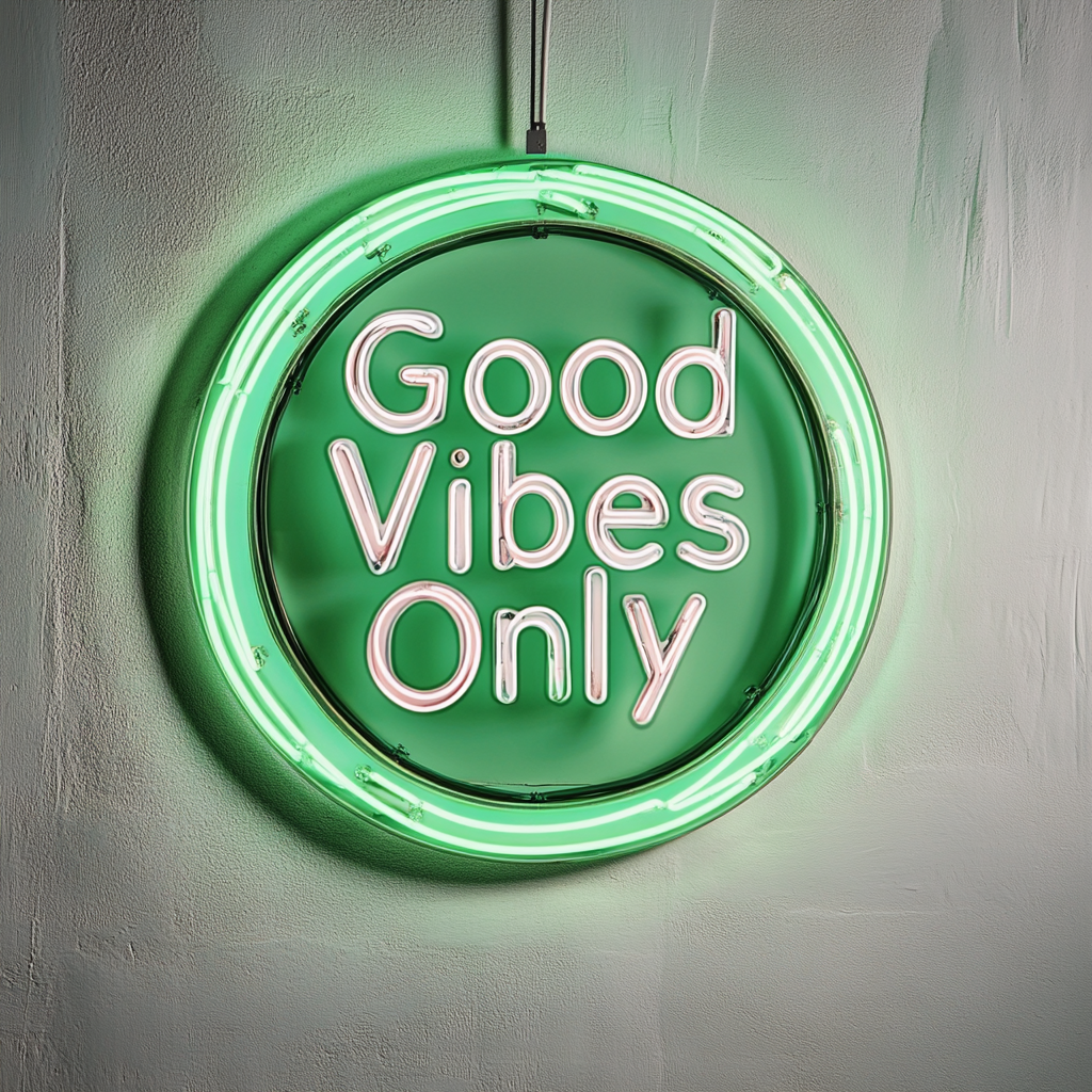"Good Vibes Only" - Green Neon Sign, 24 Inches
