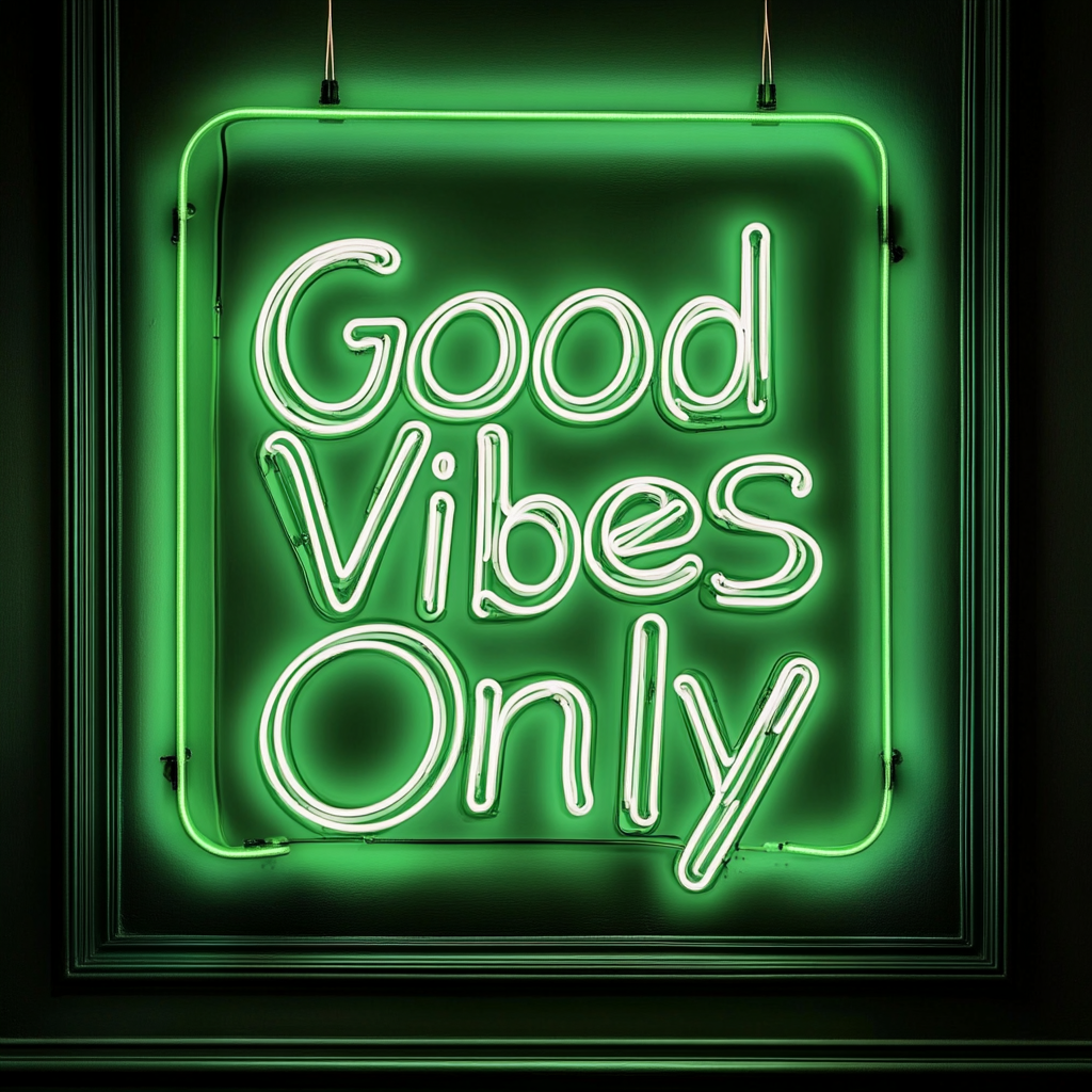 "Good Vibes Only" - Green Neon Sign, 24 Inches