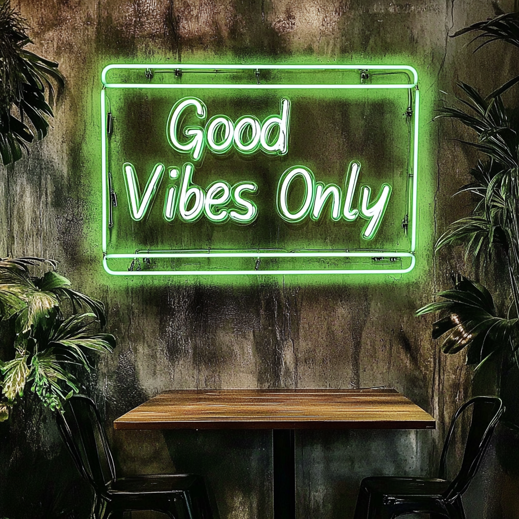 "Good Vibes Only" - Green Neon Sign, 24 Inches