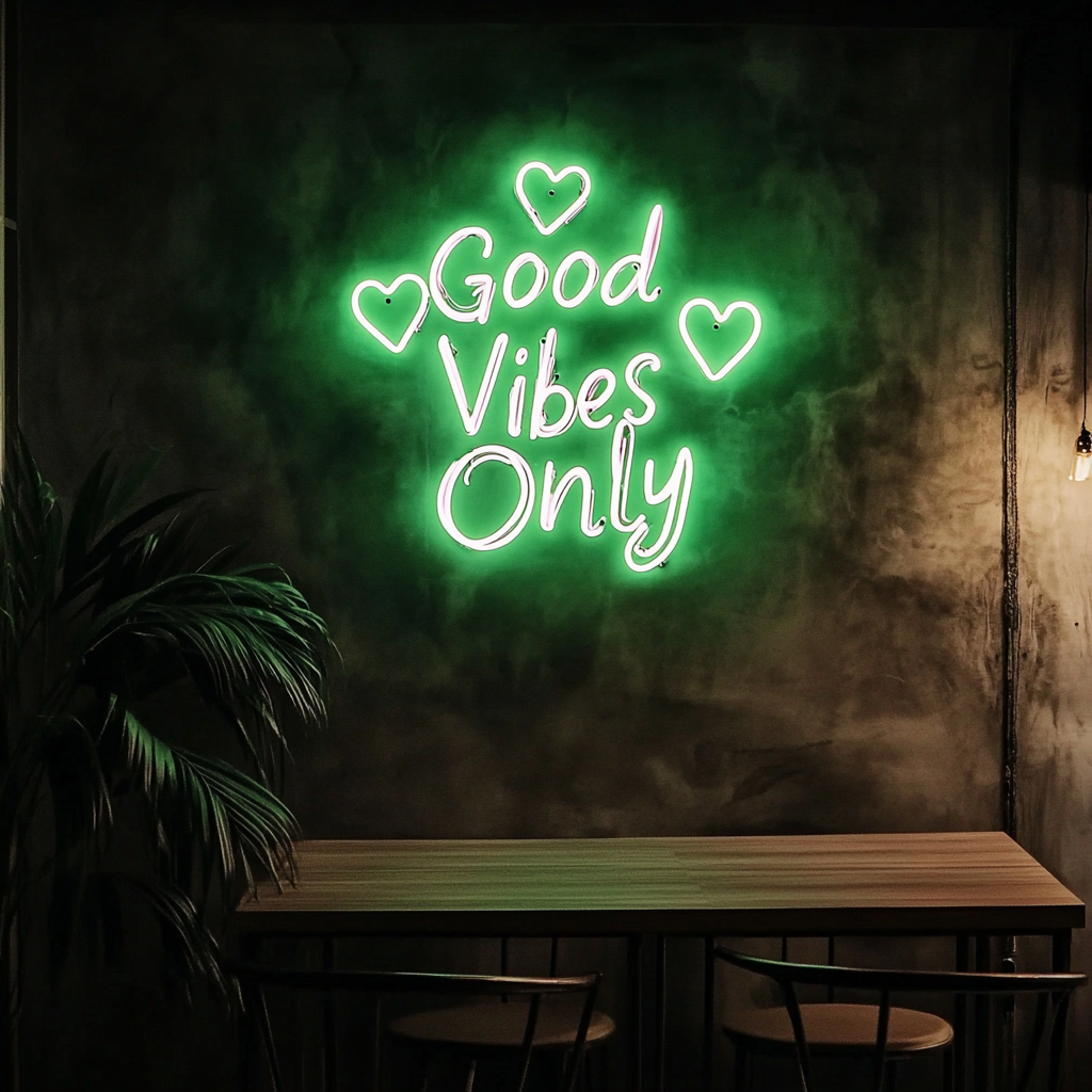 "Good Vibes Only" - Green Neon Sign, 24 Inches
