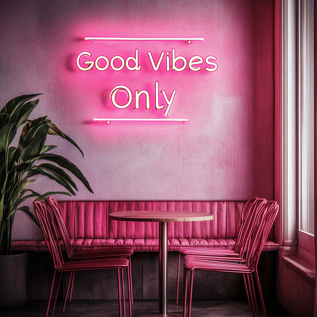 "Good Vibes Only" - Pink Neon Sign, 24 Inches