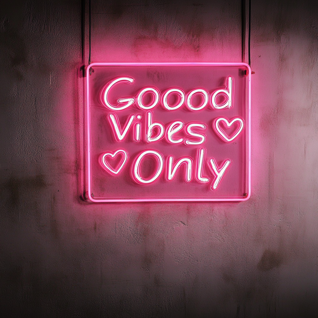 "Good Vibes Only" - Pink Neon Sign, 24 Inches
