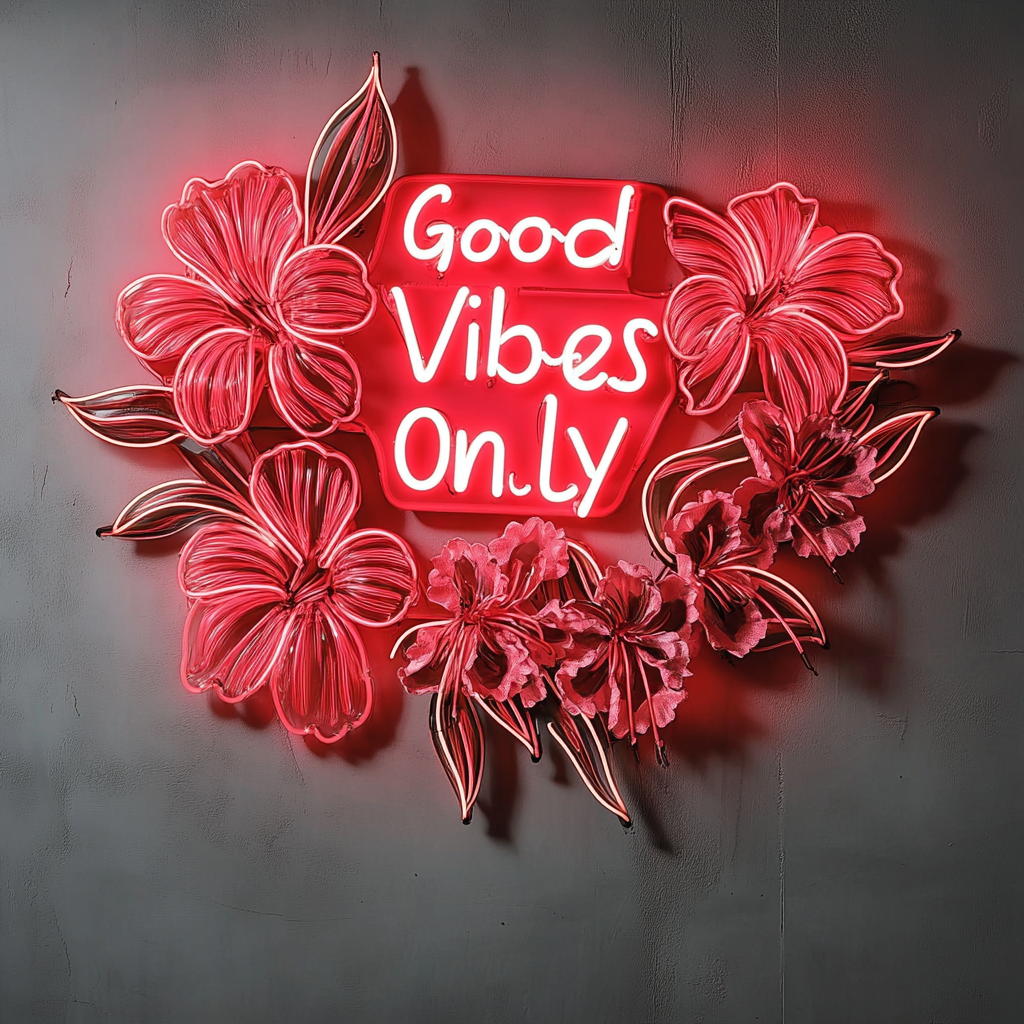 "Good Vibes Only" - Red Neon Sign, 24 Inches