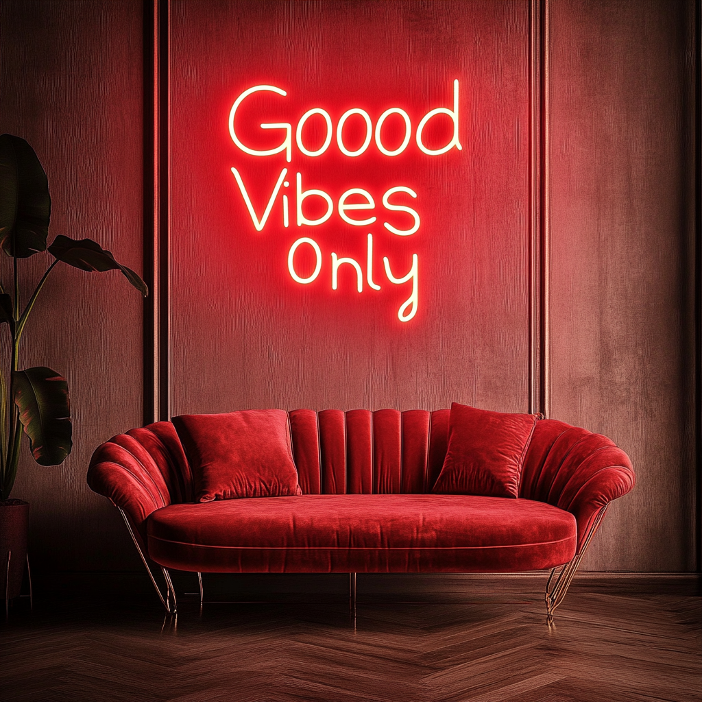 "Good Vibes Only" - Red Neon Sign, 24 Inches