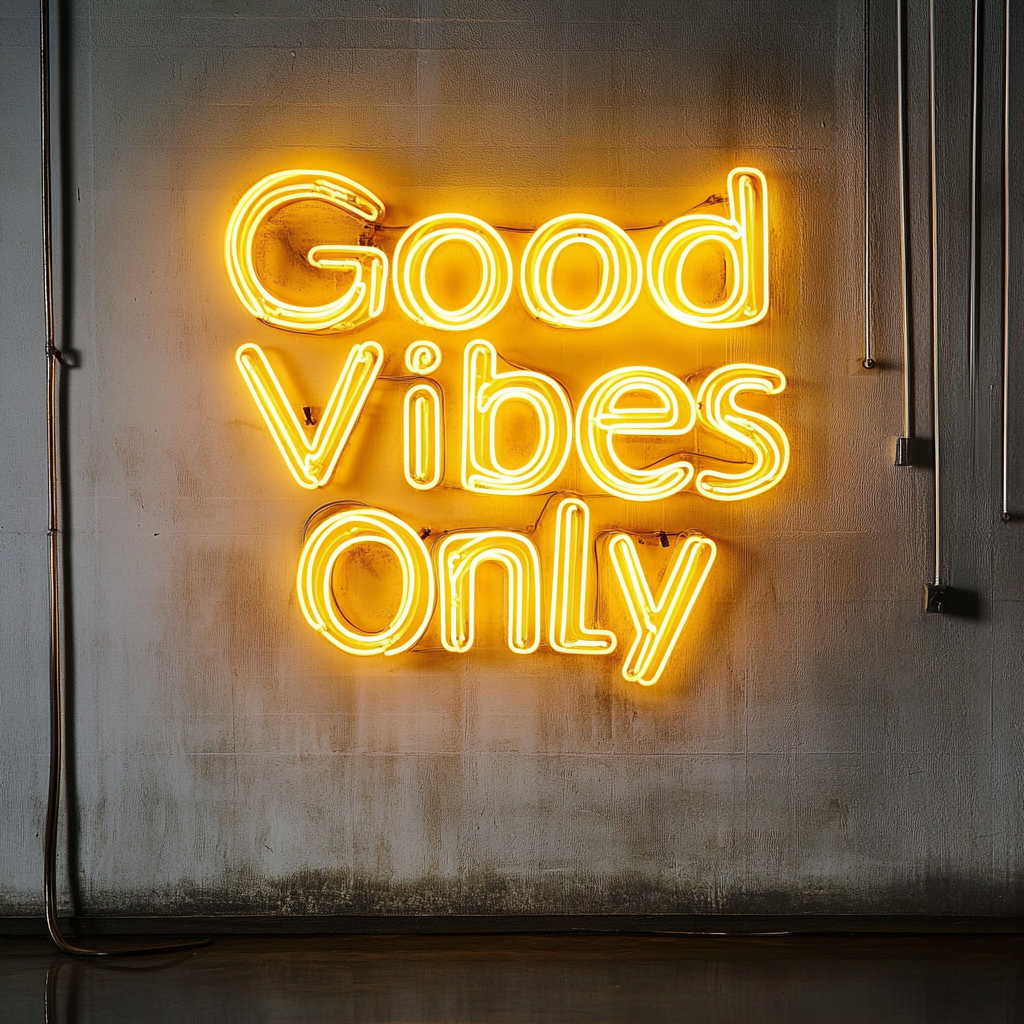 "Good Vibes Only" - Yellow Neon Sign, 24 Inches