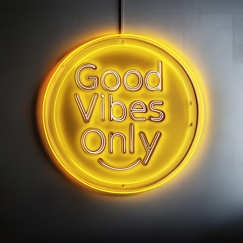 "Good Vibes Only" - Yellow Neon Sign, 24 Inches