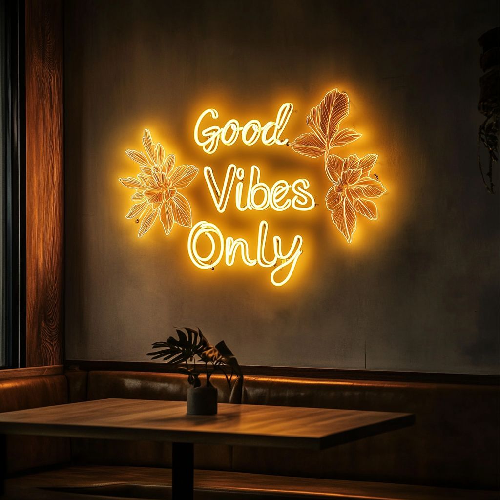 "Good Vibes Only" - Yellow Neon Sign, 24 Inches