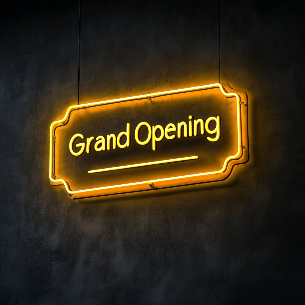 Grand Opening - Yellow Neon Sign, 24 Inches