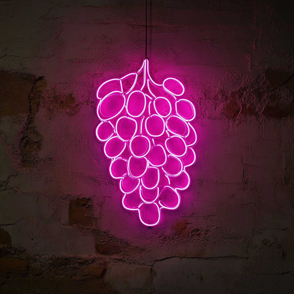 Grapes - Pink Neon Sign, 24 Inches