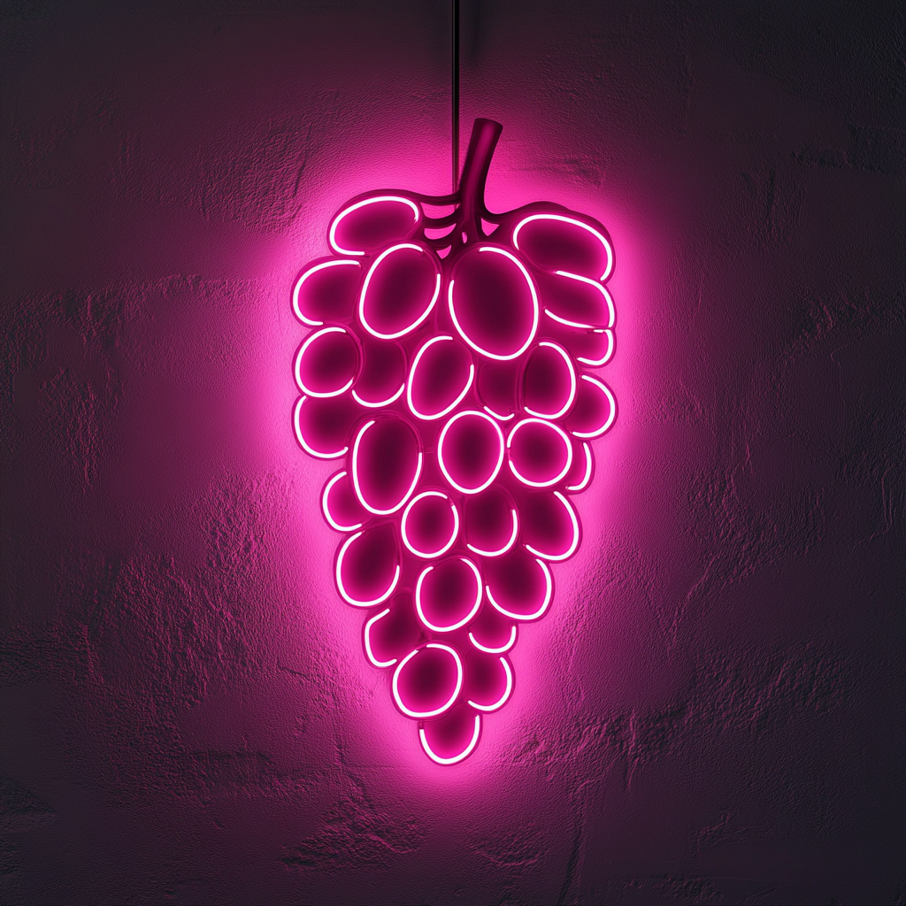 Grapes - Pink Neon Sign, 24 Inches
