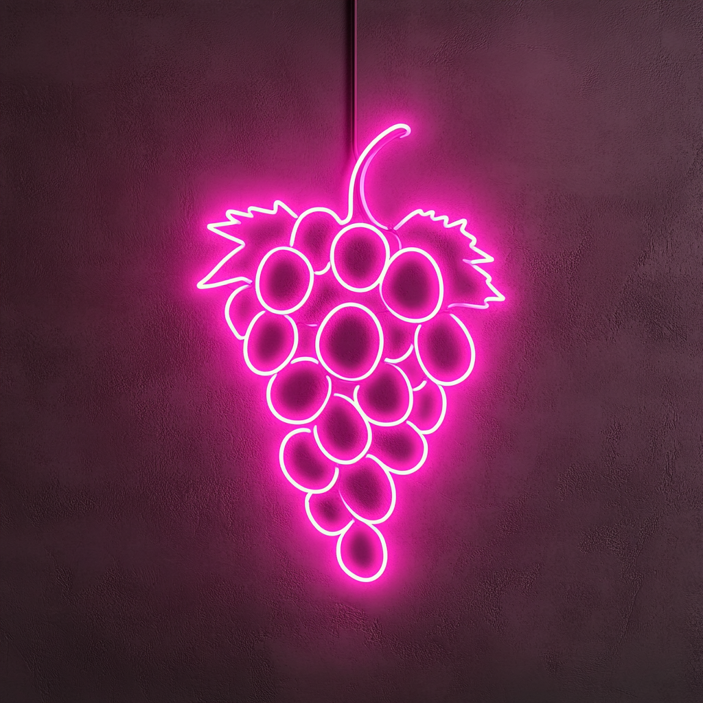 Grapes - Pink Neon Sign, 24 Inches