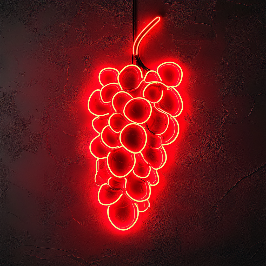 Grapes - Red Neon Sign, 18 Inches