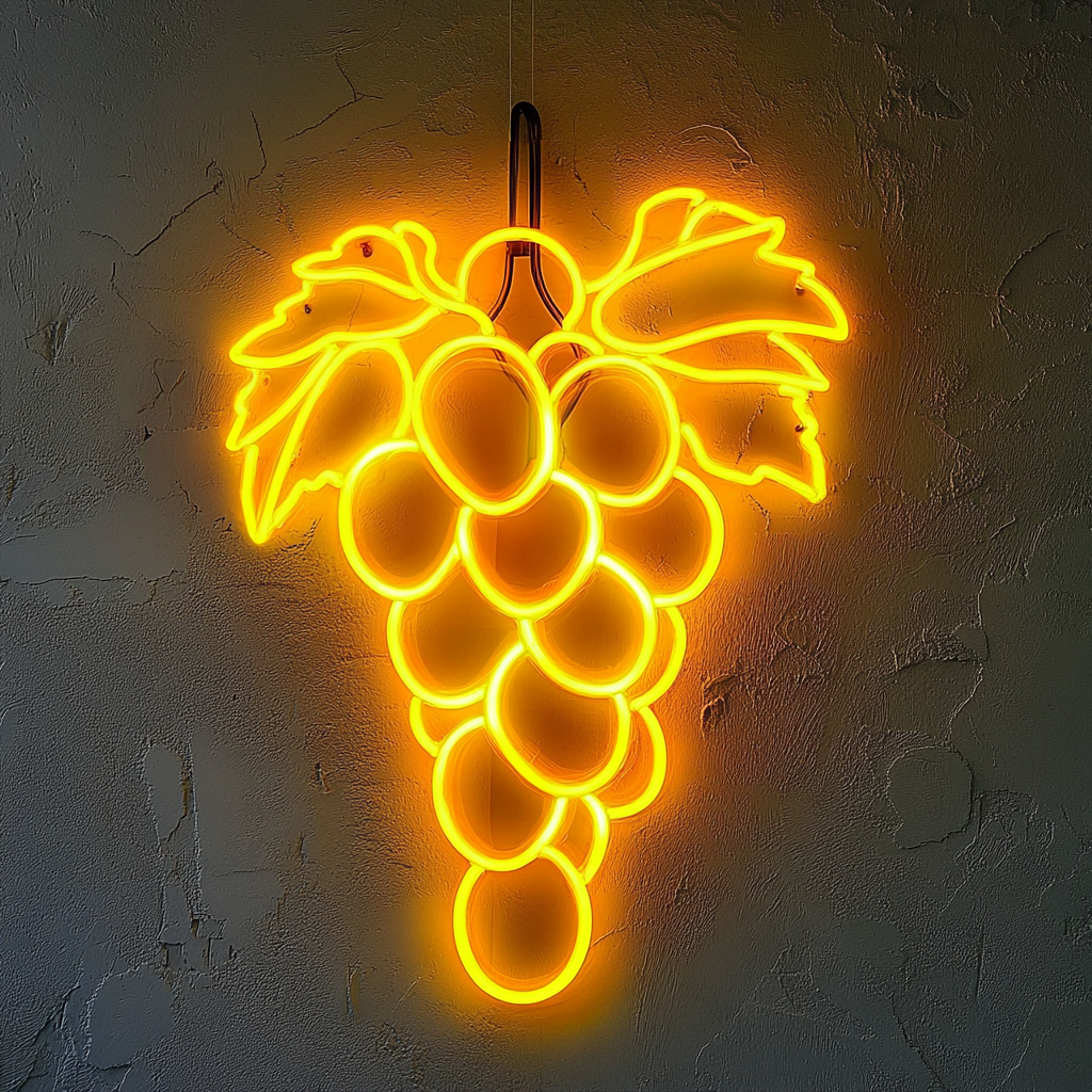 Grapes - Yellow Neon Sign, 18 Inches