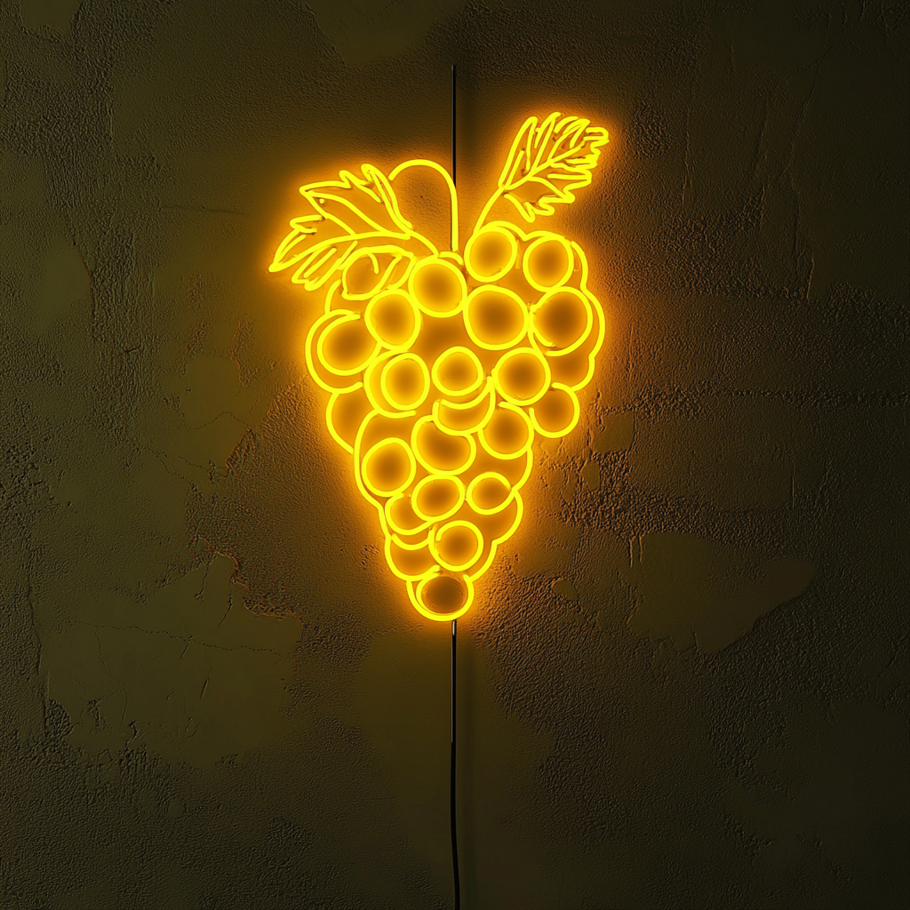 Grapes - Yellow Neon Sign, 18 Inches