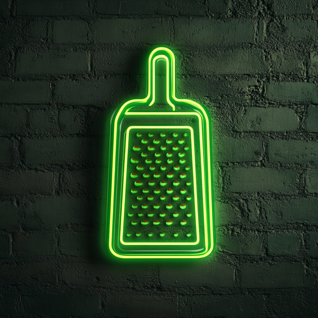 Grater with Cheese - Green Neon Sign, 18 Inches