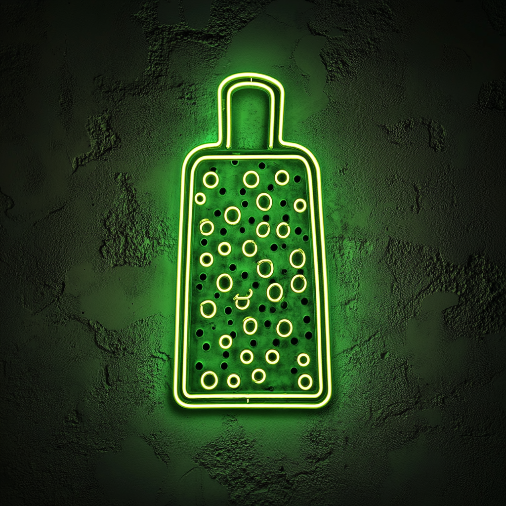 Grater with Cheese - Green Neon Sign, 24 Inches