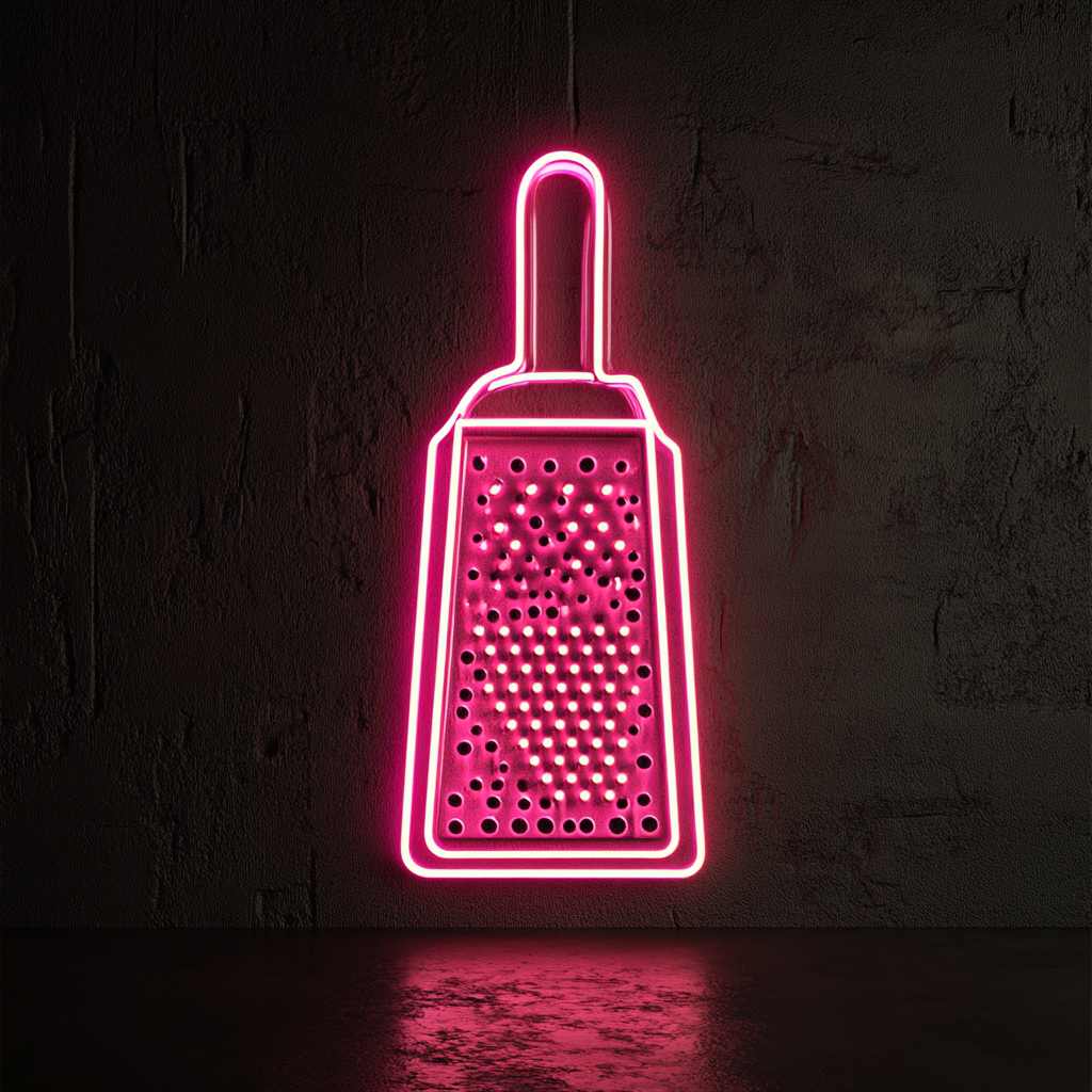 Grater with Cheese - Pink Neon Sign, 18 Inches
