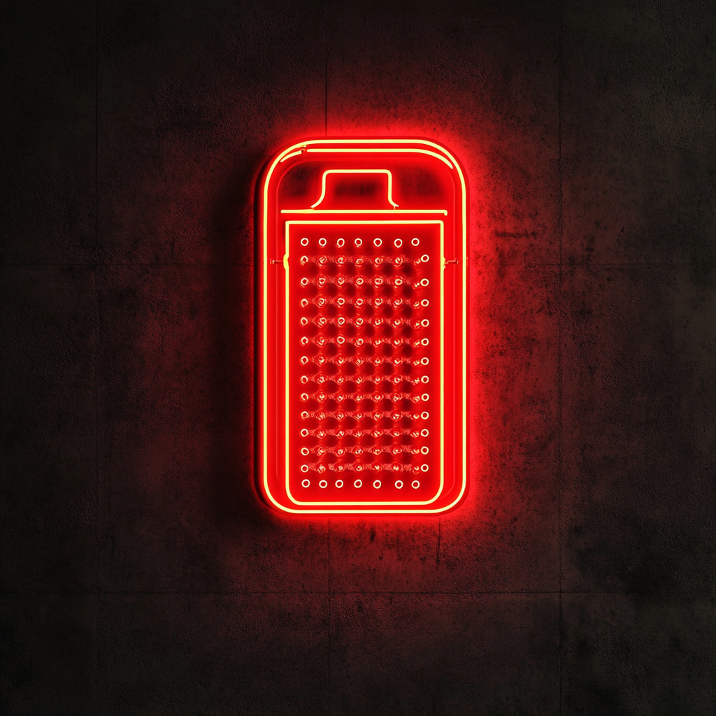 Grater with Cheese - Red Neon Sign, 24 Inches