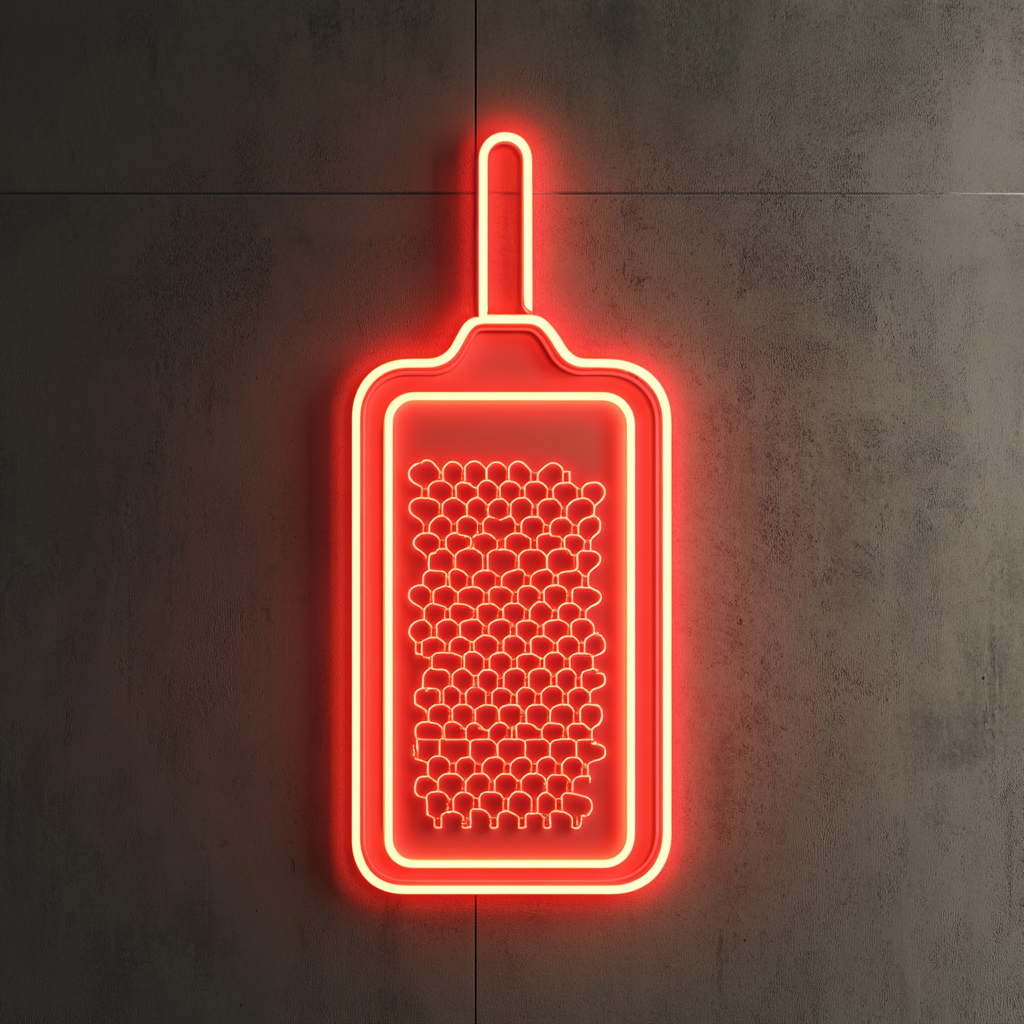 Grater with Cheese - Red Neon Sign, 24 Inches