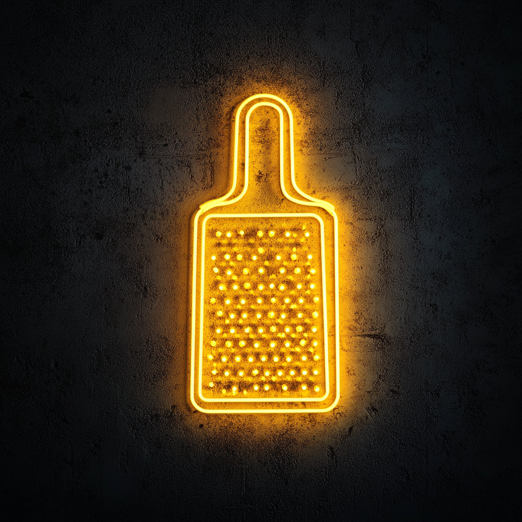 Grater with Cheese - Yellow Neon Sign, 24 Inches