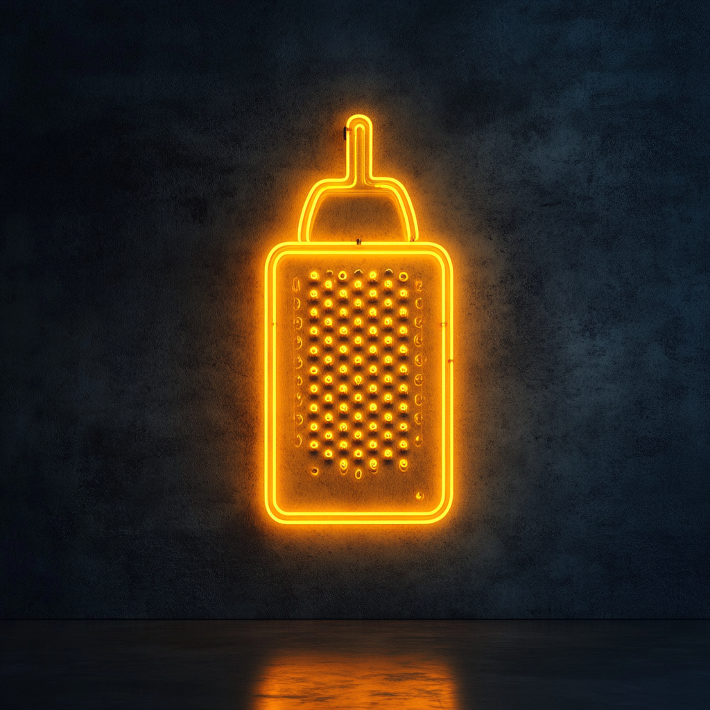 Grater with Cheese - Yellow Neon Sign, 18 Inches