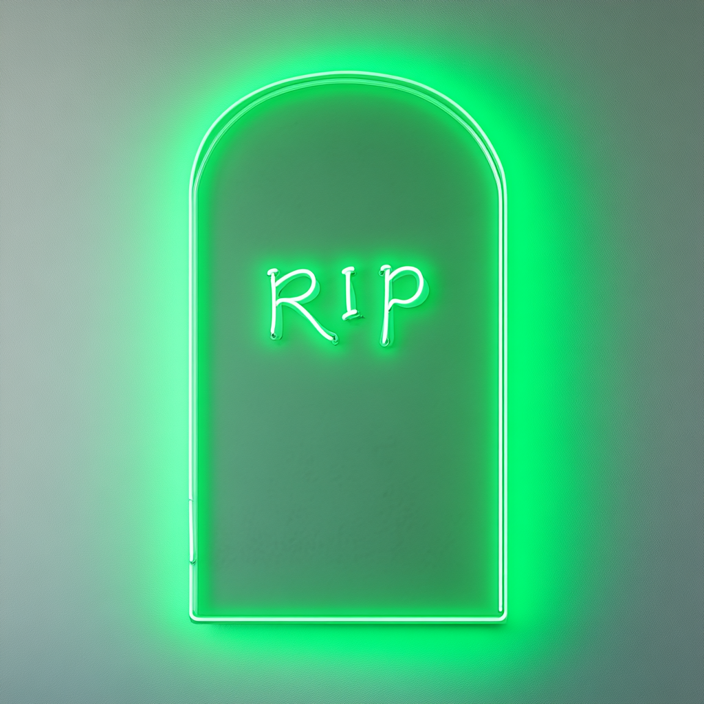 Gravestone - Green Neon Sign, 24 Inches