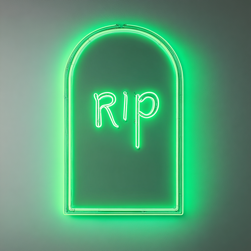 Gravestone - Green Neon Sign, 24 Inches