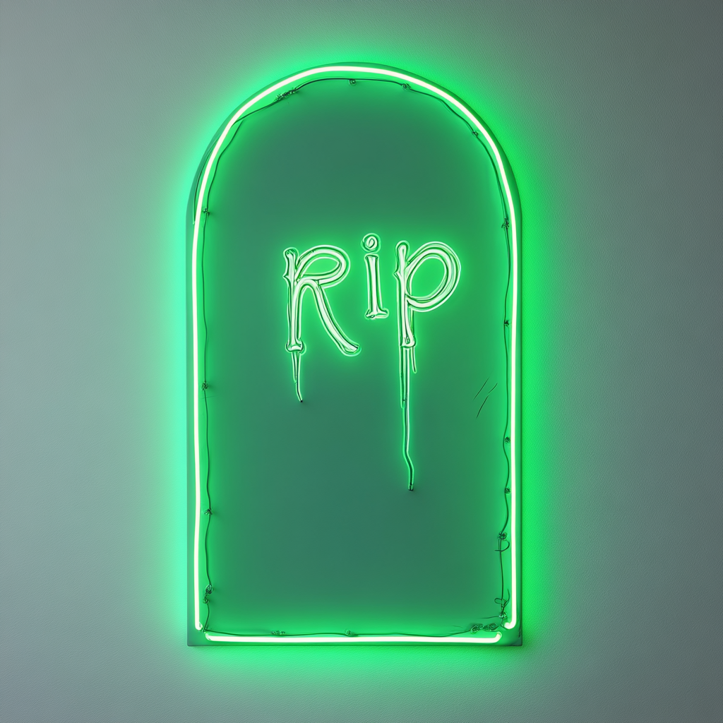 Gravestone - Green Neon Sign, 18 Inches