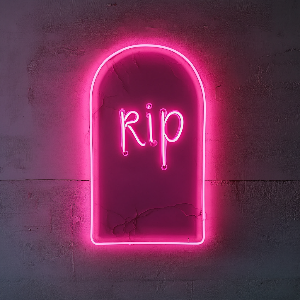 Gravestone - Pink Neon Sign, 18 Inches
