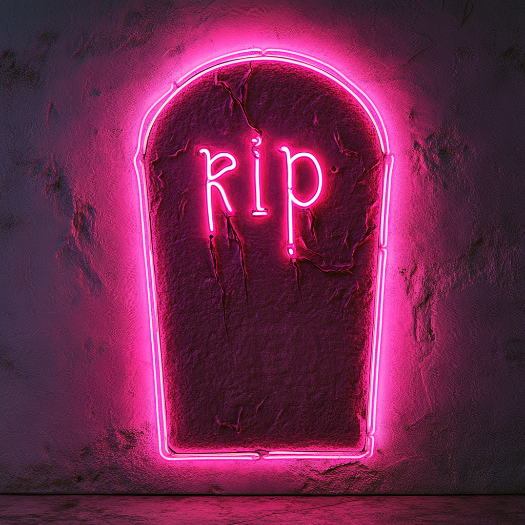 Gravestone - Pink Neon Sign, 18 Inches
