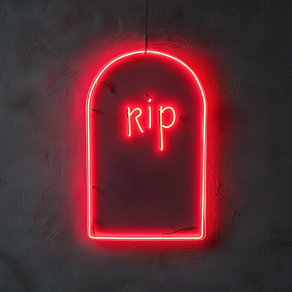 Gravestone - Red Neon Sign, 18 Inches