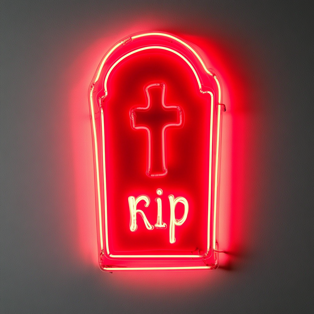 Gravestone - Red Neon Sign, 24 Inches
