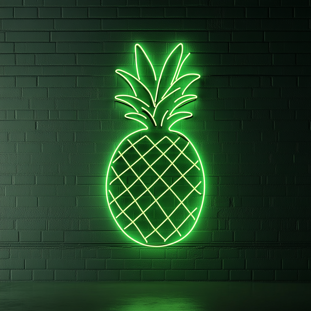 Grilled Pineapple - Green Neon Sign, 24 Inches