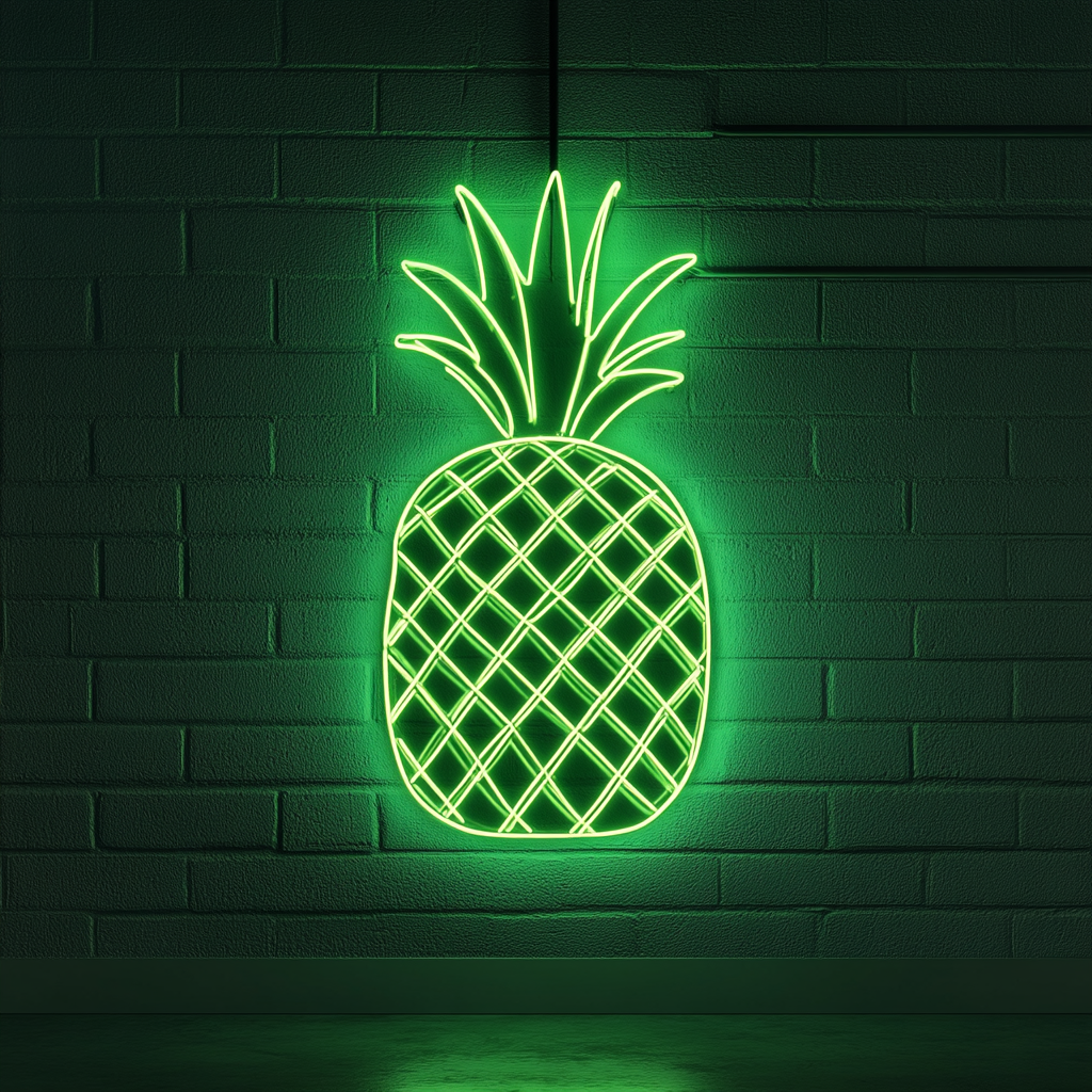 Grilled Pineapple - Green Neon Sign, 24 Inches