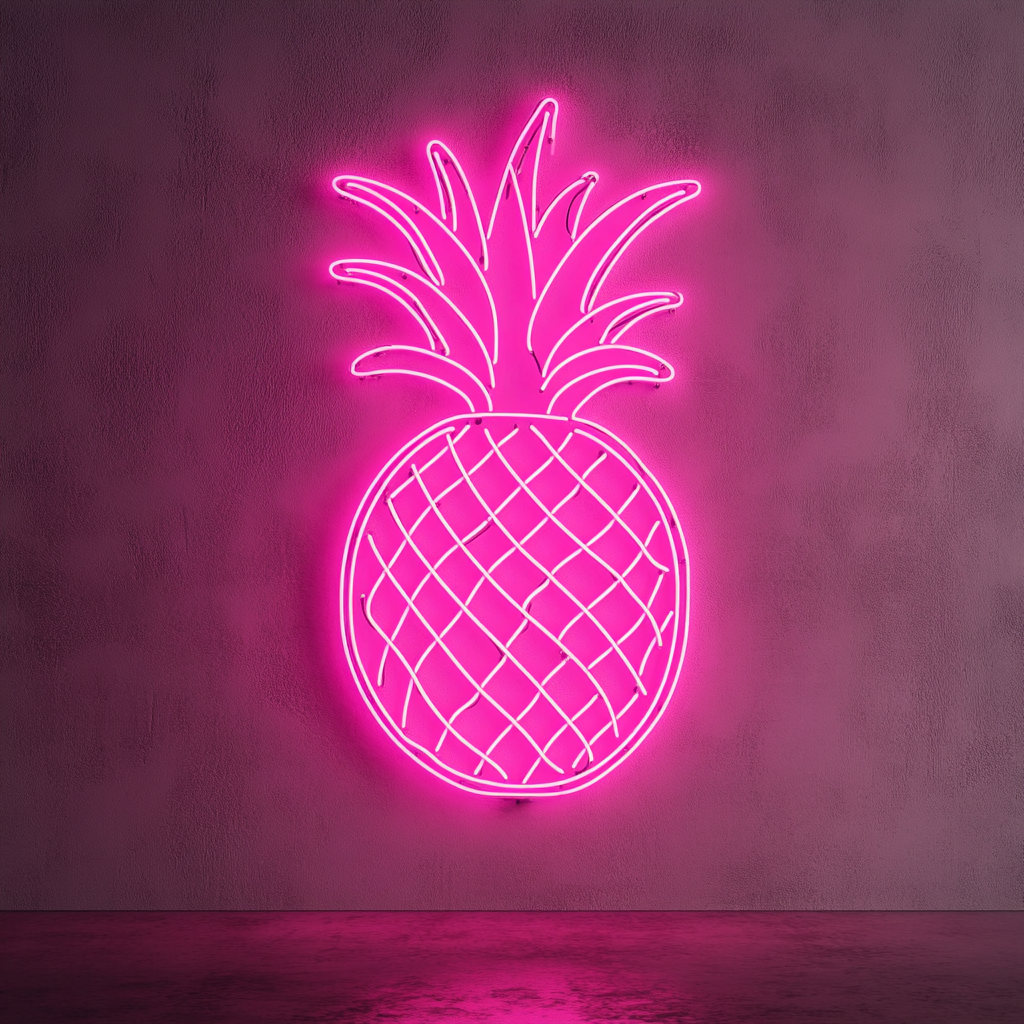 Grilled Pineapple - Pink Neon Sign, 18 Inches
