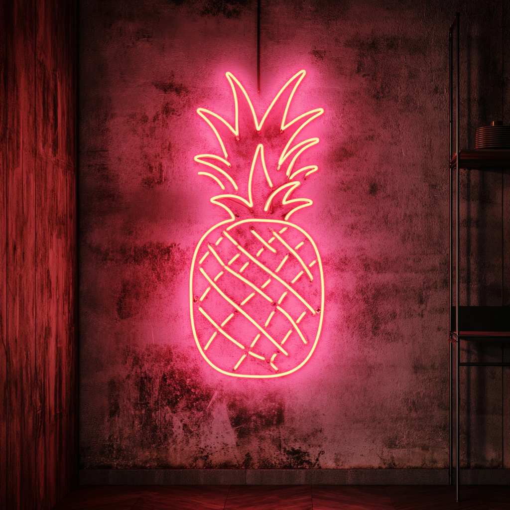 Grilled Pineapple - Pink Neon Sign, 24 Inches