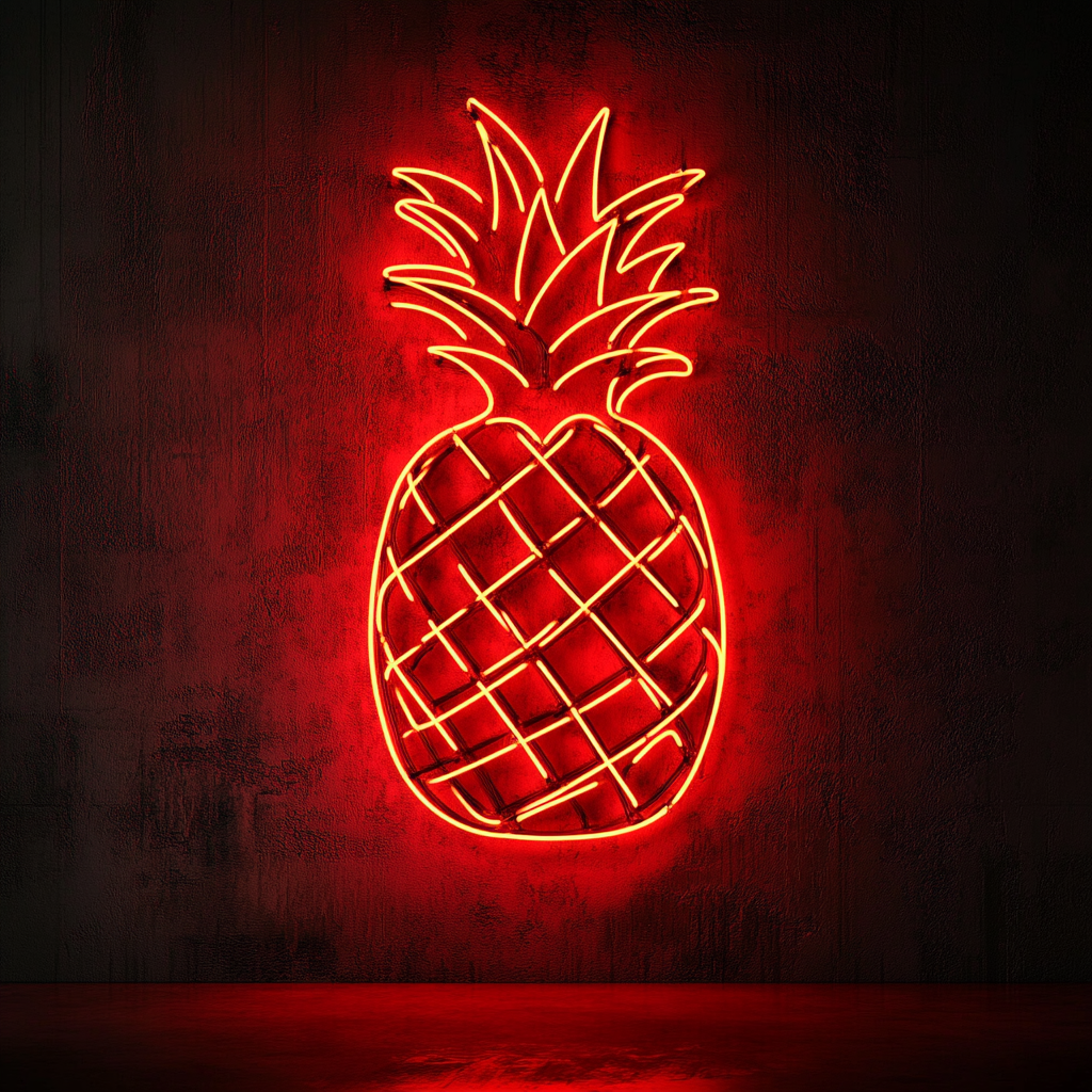 Grilled Pineapple - Red Neon Sign, 18 Inches