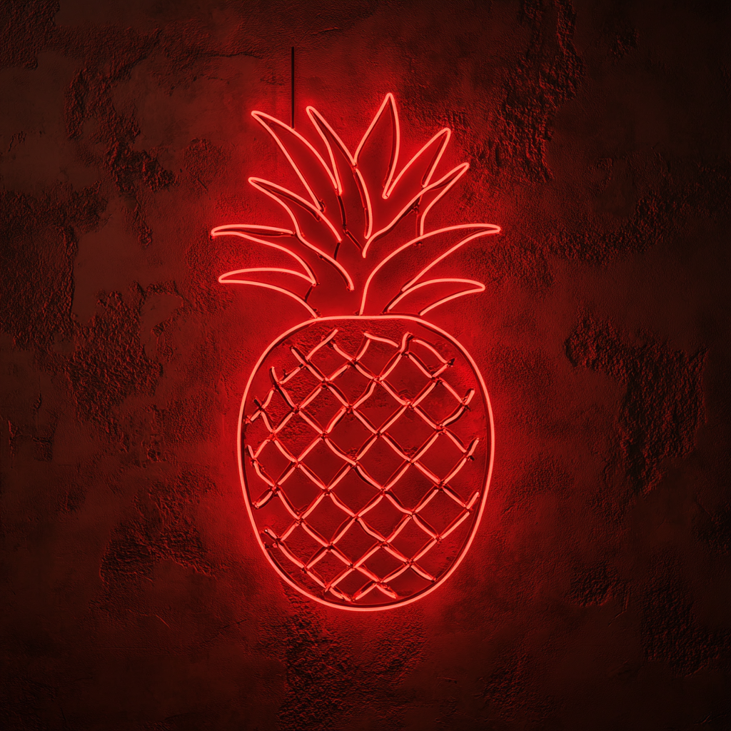 Grilled Pineapple - Red Neon Sign, 18 Inches