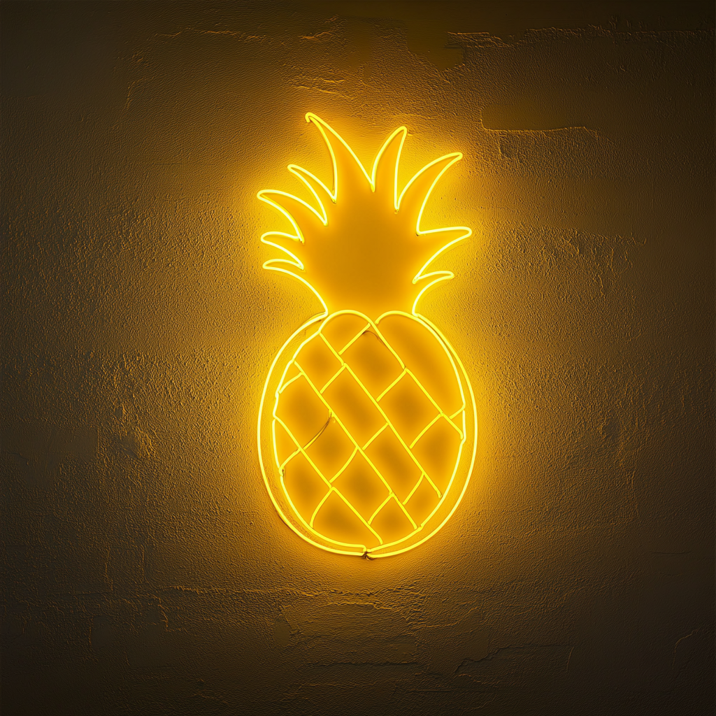 Grilled Pineapple - Yellow Neon Sign, 24 Inches