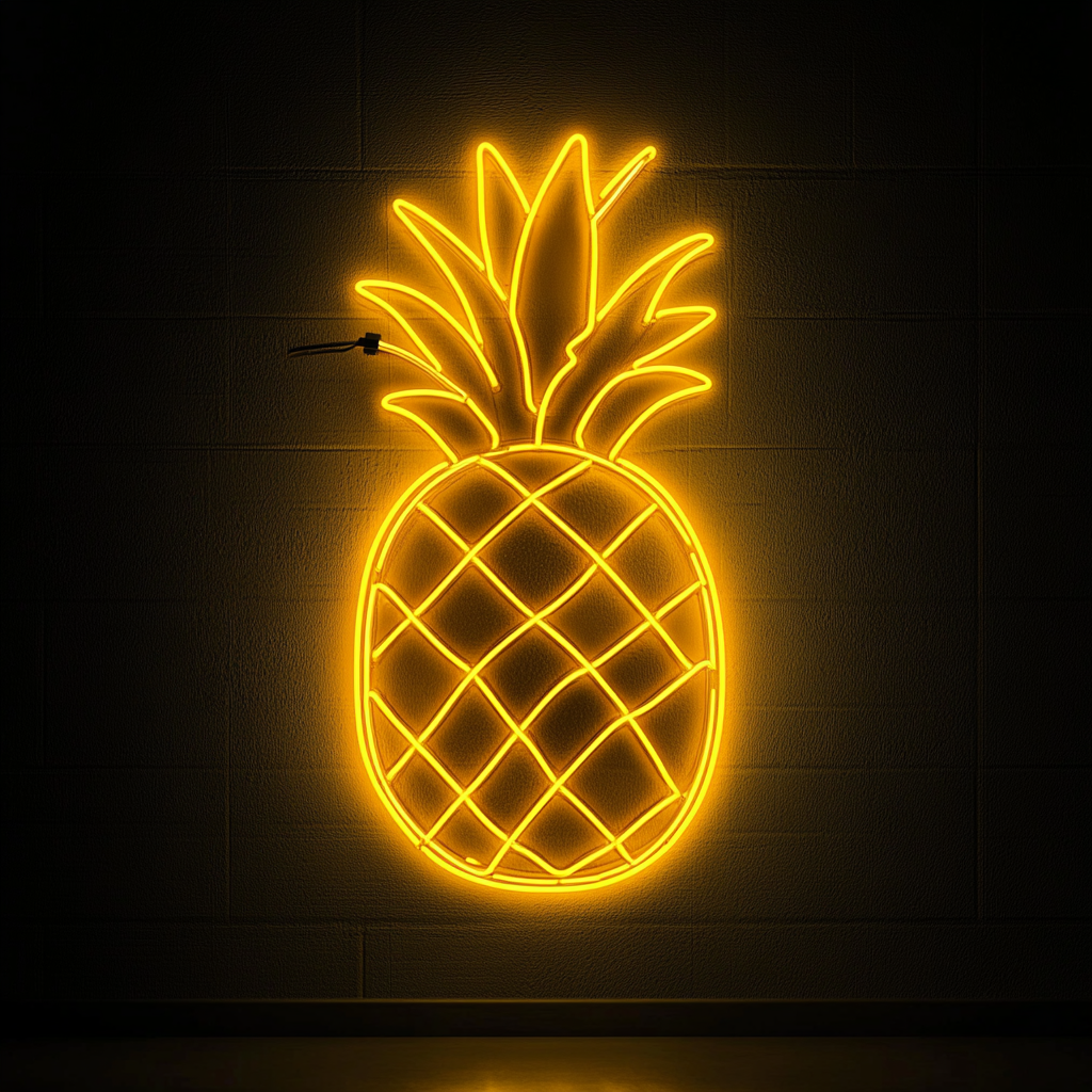 Grilled Pineapple - Yellow Neon Sign, 18 Inches