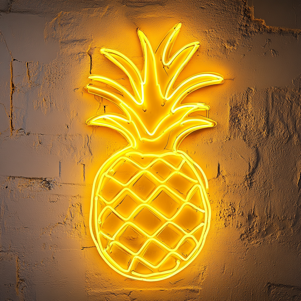 Grilled Pineapple - Yellow Neon Sign, 24 Inches