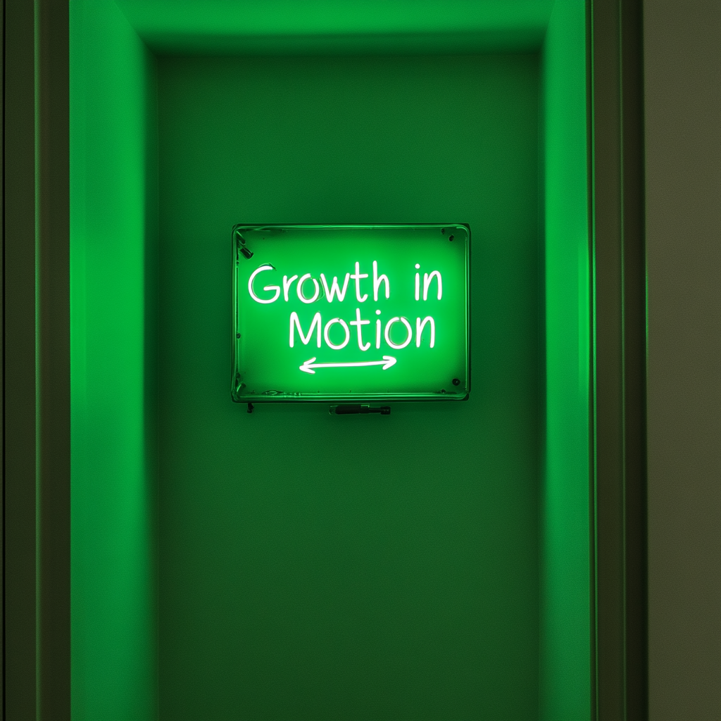"Growth in Motion" - Green Neon Sign, 24 Inches