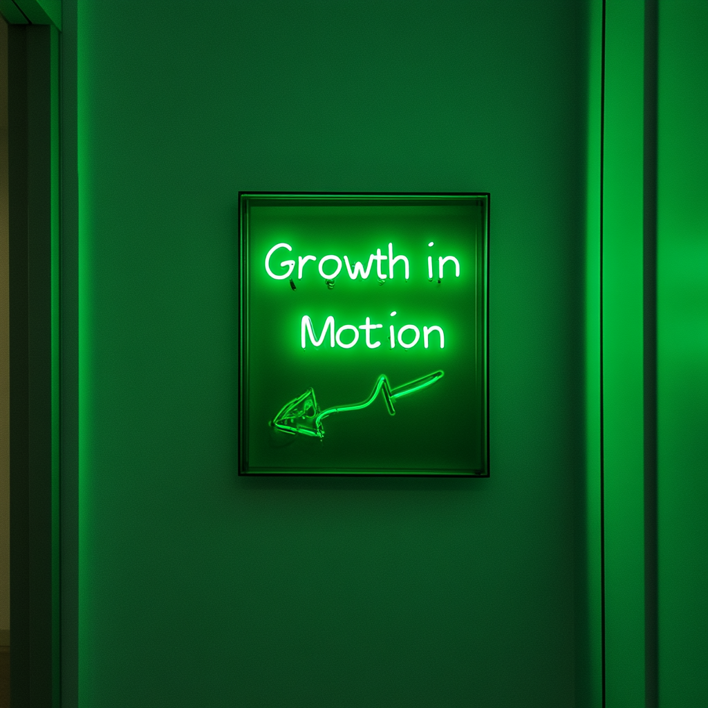 "Growth in Motion" - Green Neon Sign, 24 Inches