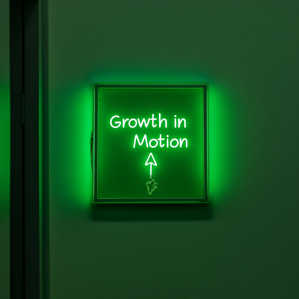 "Growth in Motion" - Green Neon Sign, 24 Inches