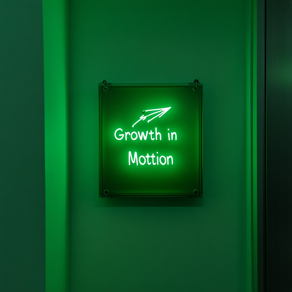 "Growth in Motion" - Green Neon Sign, 24 Inches